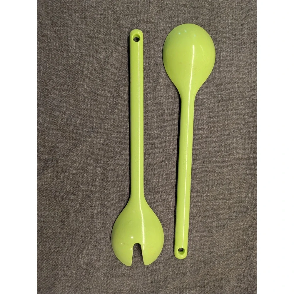 Lime Green Melamine Salad Servers Set Serving Spoon and Fork Heat Resistant